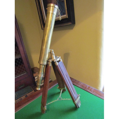 1165 - Table Top Brass Mounted Telescope on Adjustable Height Stand