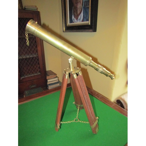 1165 - Table Top Brass Mounted Telescope on Adjustable Height Stand