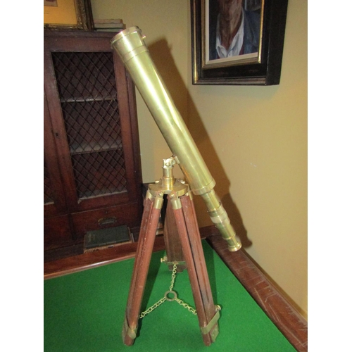 1165 - Table Top Brass Mounted Telescope on Adjustable Height Stand