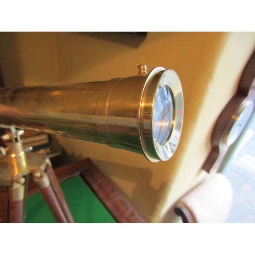 1165 - Table Top Brass Mounted Telescope on Adjustable Height Stand