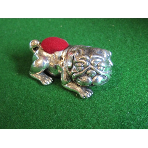 1169 - Canine Motif Solid Silver Pin Cushion Approximately 4cm Wide