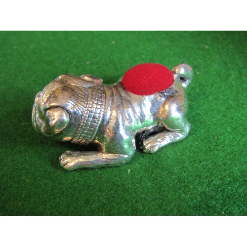 1169 - Canine Motif Solid Silver Pin Cushion Approximately 4cm Wide