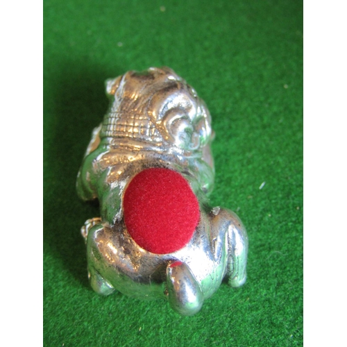 1169 - Canine Motif Solid Silver Pin Cushion Approximately 4cm Wide