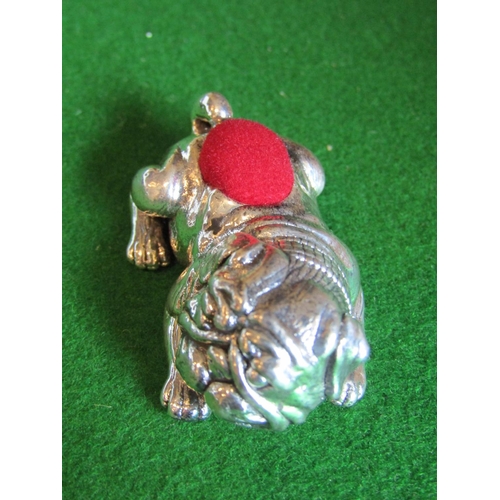 1169 - Canine Motif Solid Silver Pin Cushion Approximately 4cm Wide