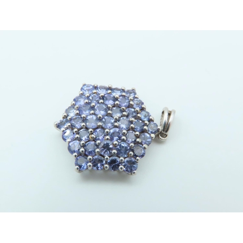 117 - 9 Carat Gold Mounted Blue Topaz Set Cluster Pendant Length Approximately 2.6cm