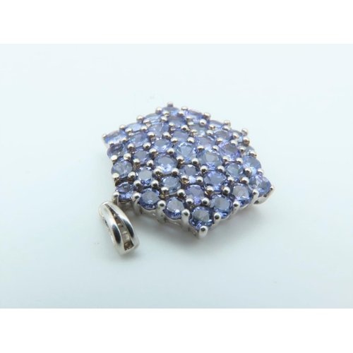 117 - 9 Carat Gold Mounted Blue Topaz Set Cluster Pendant Length Approximately 2.6cm