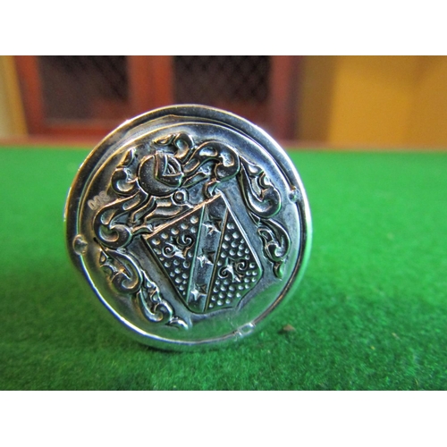 1170 - Solid Silver Pug Motif Decorated Desk Seal with Ancestral Crest to Base Approximately 3 Inches High