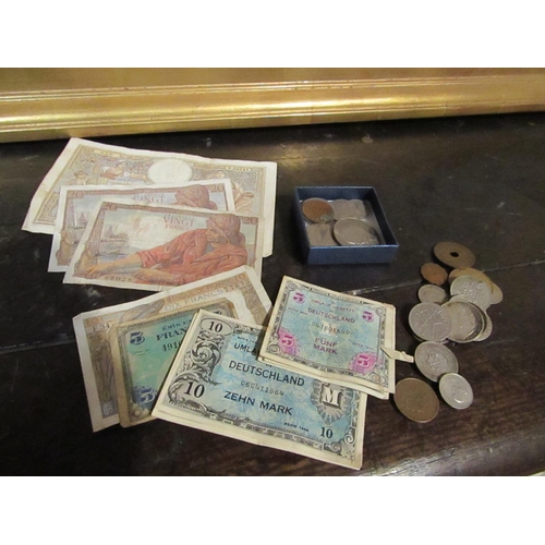 1179 - Various Coins and Notes French, German, Irish and English Quantity As Photographed