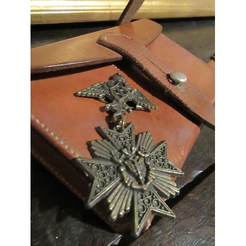 1180 - Russian Dress Badge and Tiffin Box with Original Leather Holder Two Items in Lot