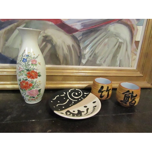 1181 - Stephen Pearse Charger with Oriental Vase and Two Others. Four in Lot