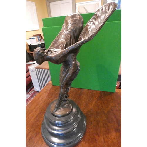 1184 - Rolls Royce Spirit of Ecstasy Bronze Sculpture on Original Turned Form Base Approximately 25 Inches ... 