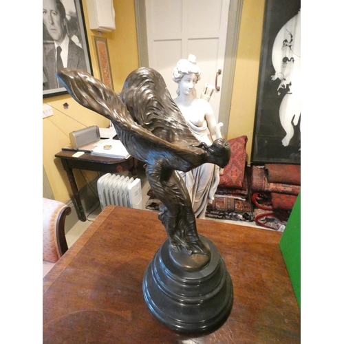 1184 - Rolls Royce Spirit of Ecstasy Bronze Sculpture on Original Turned Form Base Approximately 25 Inches ... 