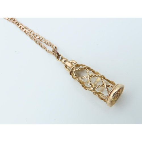 120 - 9 Carat Gold Mounted Bottle Motif Pendant on 9 Carat Gold Chain, Chain Length Approximately 46cm