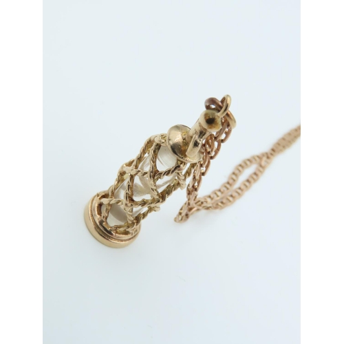 120 - 9 Carat Gold Mounted Bottle Motif Pendant on 9 Carat Gold Chain, Chain Length Approximately 46cm