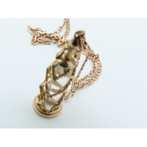 120 - 9 Carat Gold Mounted Bottle Motif Pendant on 9 Carat Gold Chain, Chain Length Approximately 46cm