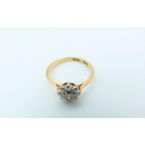 122 - Diamond Cluster Ring Mounted on 18 Carat Gold Ring Size K