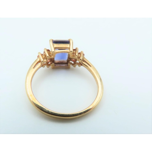 123 - 9 Carat Gold Tanzanite and Garnet Set Ladies Ring Size N