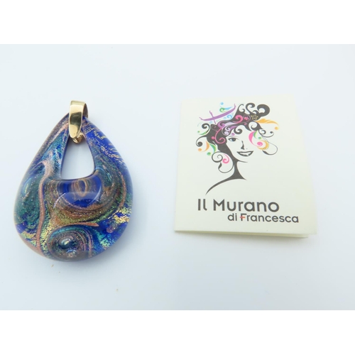 130 - Two Glass Pendants by IL Murano Di Francesca with Pendant Mounts 18 Carat Gold Each Pendant Approxim... 