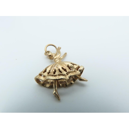 131 - 9 Carat Yellow Gold Ballerina Motif Bracelet Charm