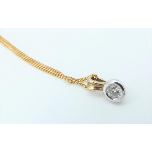 135 - Brilliant Cut Diamond Single Stone Ladies Pendant Necklace Surrounded from 9 Carat Gold Link Chain D... 