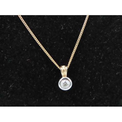 135 - Brilliant Cut Diamond Single Stone Ladies Pendant Necklace Surrounded from 9 Carat Gold Link Chain D... 