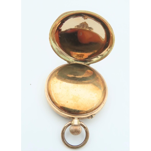 136 - Victorian 14 Carat Gold Pocket Watch with Engraved Detail Decoration Height of Watch 5.5cm