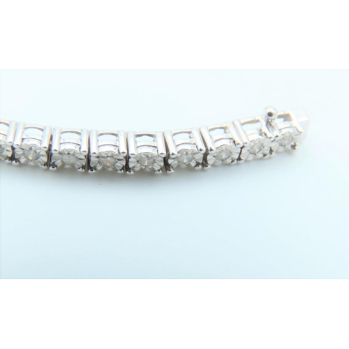 142 - 9 Carat Gold Set Ladies Diamond Line Bracelet Total Diamond Weight Approximately 1 Carat Length of B... 