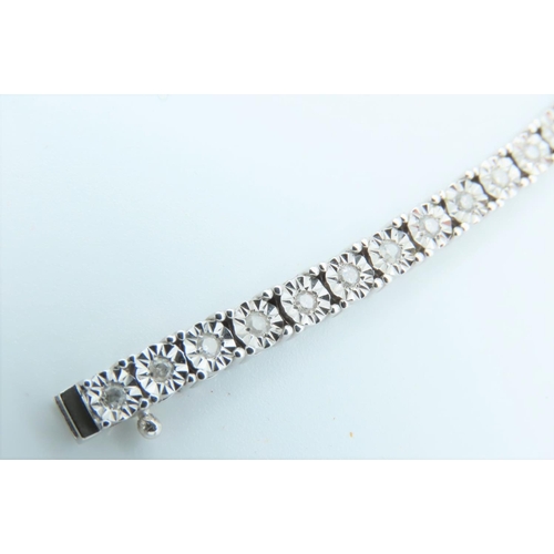 142 - 9 Carat Gold Set Ladies Diamond Line Bracelet Total Diamond Weight Approximately 1 Carat Length of B... 