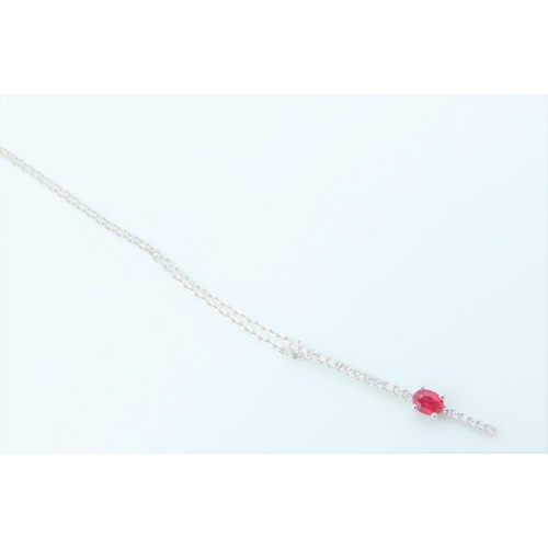 143 - Diamond and Ruby Ladies Pendant Necklace 18 Carat Gold Length of Pendant 2.6cm, Length of Chain 46cm... 