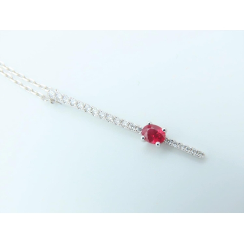 143 - Diamond and Ruby Ladies Pendant Necklace 18 Carat Gold Length of Pendant 2.6cm, Length of Chain 46cm... 