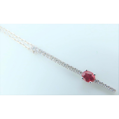 143 - Diamond and Ruby Ladies Pendant Necklace 18 Carat Gold Length of Pendant 2.6cm, Length of Chain 46cm... 