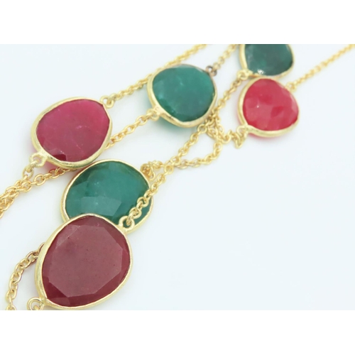 146 - Modernist Gem Set Ladies Necklace Approximately 108cm Long with Matching Gemset  Earrings Length of ... 