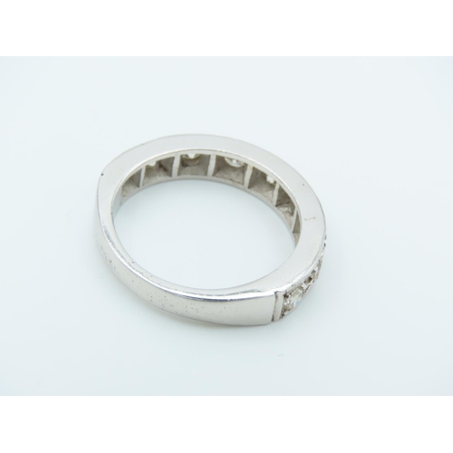 147 - Diamond Half Eternity Ring 18 Carat White Gold Attractive Colour Stones with Good Clarity Ring Size ... 