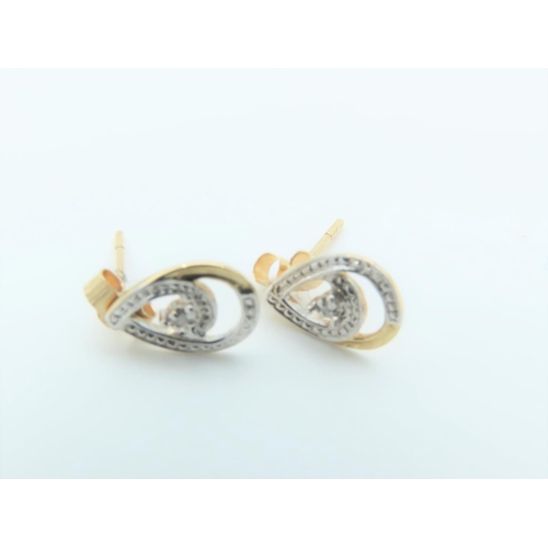 153 - Pair of Diamond Set Ladies Earrings Length 1.1cm