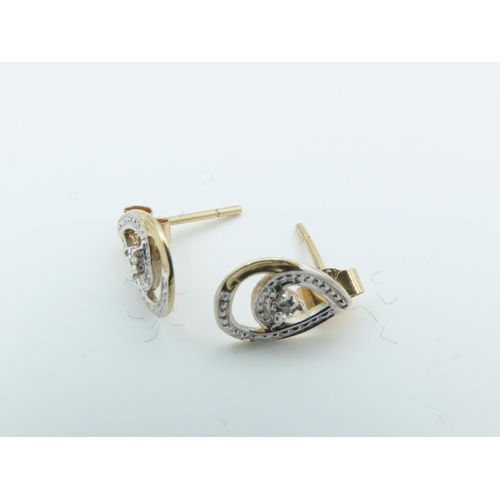 153 - Pair of Diamond Set Ladies Earrings Length 1.1cm