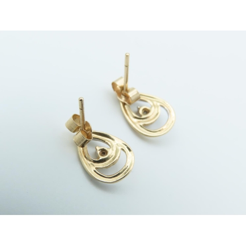 153 - Pair of Diamond Set Ladies Earrings Length 1.1cm