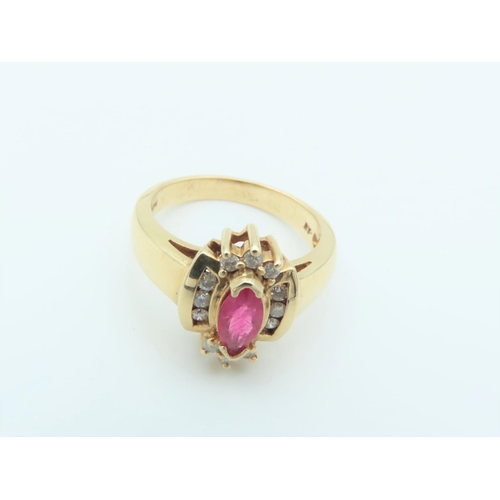 155 - Ruby and Diamond Ladies Dress Ring Mounted on 14 Carat Yellow Gold Ring Size M and a Half