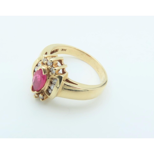 155 - Ruby and Diamond Ladies Dress Ring Mounted on 14 Carat Yellow Gold Ring Size M and a Half