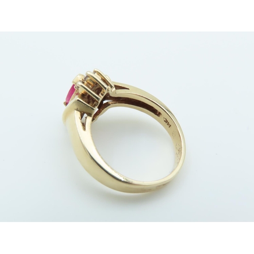 155 - Ruby and Diamond Ladies Dress Ring Mounted on 14 Carat Yellow Gold Ring Size M and a Half