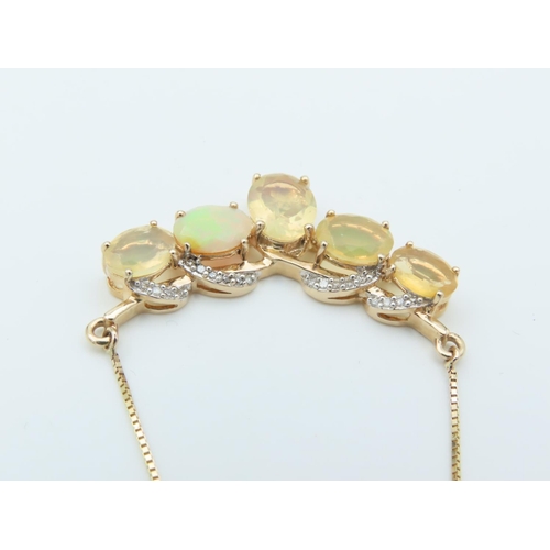 156 - 9 Carat Yellow Gold Mounted Opal and Diamond Set Ladies Necklace Mounted on 10 Carat Gold with 9 Car... 