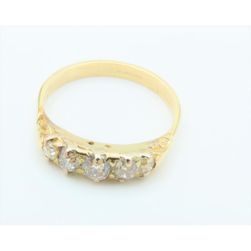 157 - 5 Stone Diamond Ring of Good Colour Ring Size N Mounted on 18 Carat Gold