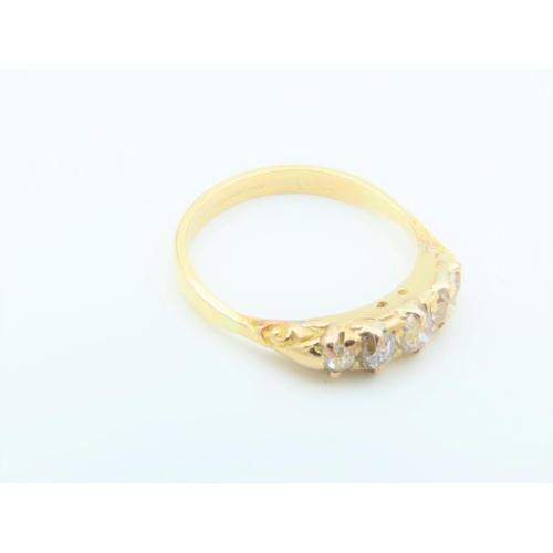 157 - 5 Stone Diamond Ring of Good Colour Ring Size N Mounted on 18 Carat Gold