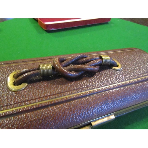 165 - Ladies Leather-bound Gilt Bronze Set Glove Case with Original Kid Gloves and Stretcher Attractively ... 