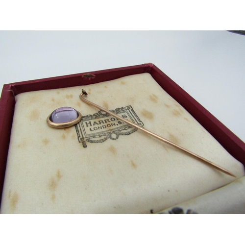 172 - 9 Carat Gold Hat Pin with Amethyst Set Stone Detached and Other Items including Silver Mounted Penda... 