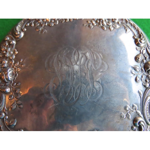 181 - Solid Silver Embossed Decorated Hand Mirror Circular Form