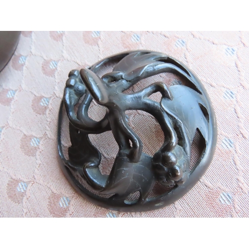 183 - Bronze Oriental Sensor with Lizard Form Side Handles Approximately 5 Inches Wide