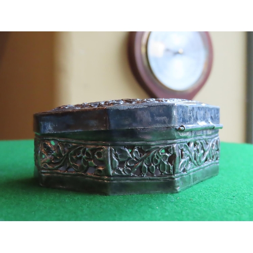 187 - Silver Box Canted Corner Form Filigree Decorated Approximately 5 Inches Wide