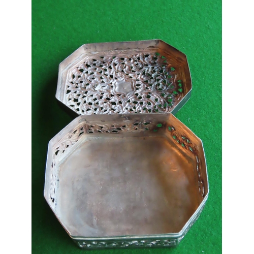 187 - Silver Box Canted Corner Form Filigree Decorated Approximately 5 Inches Wide