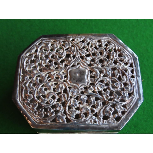 187 - Silver Box Canted Corner Form Filigree Decorated Approximately 5 Inches Wide