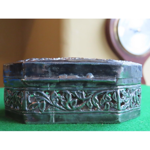 187 - Silver Box Canted Corner Form Filigree Decorated Approximately 5 Inches Wide